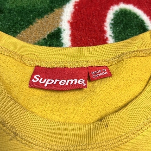 Supreme Box Logo Crewneck Mustard FW18 - Size Medium - Picture 3 of 7